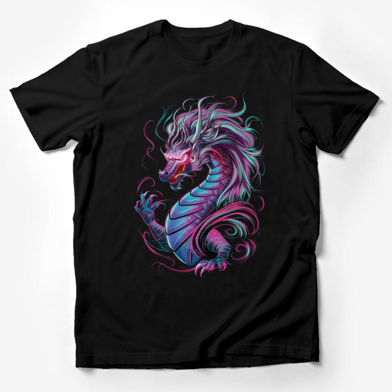 Vibrant Dragon Graphic Tee, Colorful Mythical Creature Illustration, Unisex T-Shirt, Fantasy Art Apparel, Unique Dragon Lover Gift Male T-Shirt